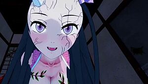 Nezuko Kamado and Daki engage in intense POV sex in Demon Slayer hentai.