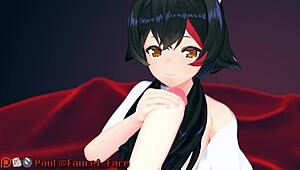 White girl deepthroats big cock in anime 3D