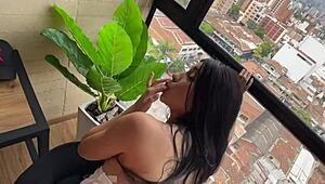 petite latina model seduces sugar daddy for some hot attention.