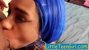 I, angry step dad, get rough blowjob from young ebony babe