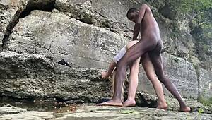 Bigdaddykj and his interracial couple enjoy outdoor fucking on a hike, their big black cocks dominating the scene