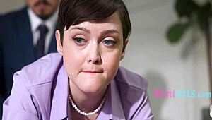 oh wow, can you believe this petite office babe seduced her boss with small tits? how did she handle that monster cock at work?