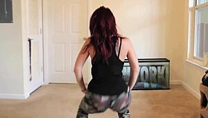 hot slut dancing seductively with wild moves in tight outfit