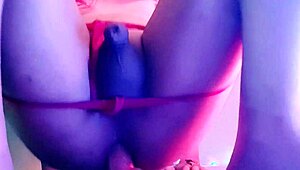 Trailer tranny Maddy Diamond squirts hard with an anal enema toy!