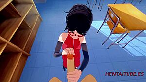Bakugou Katsuki and Sarada Uzumaki Have Sex at School in Hentai Animation