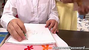 japanese teacher with big tits gets naughty in class