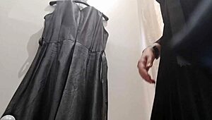 Hey! Italian Chubby Stepmom Drags You to Try Leather Dresses in Public!