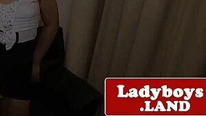 yo, check this chubby ladyboy tugging her dick on the couch, so hot!