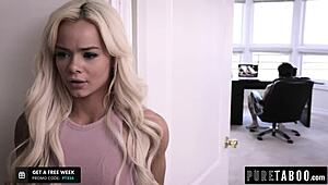 Elsa jean watches her stepbro masturbate and gets horny for deepthroat