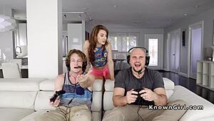 Boyfriend and Friend Gangbang the Girlfriend in POV