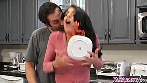 Hey, wanna watch this food fight turn into a fuck with Gina Valentina and Donnie Rock?