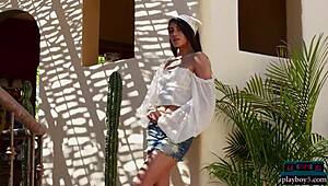 hannah le, petite asian teen 18+, gets naked on relaxing ranch for playboy