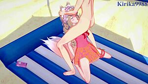 Maho, Karin, and Yuuki engage in intense creampie sex.