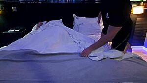 Angry big ass Latina wife bent over with husband's friend