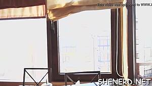 Why is fucking this nerd with glasses so gripping? She rips clothes for horny blowjob and pussy fucking.