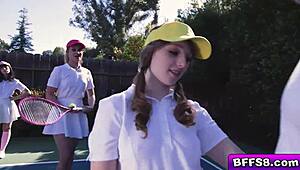 Besties Fight Over A Stud During Tennis Lesson For Hot Outdoor Fucking
