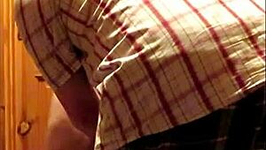 Amateur housewife restrained in garage, whipped hard in homemade show