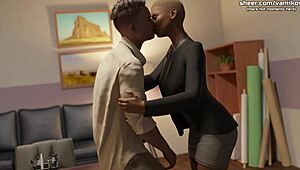 Short-haired ebony milf teacher caught banging a young stud at college