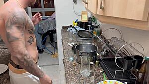 First DP for hot Latina with small tits craving two cocks in pussy, Rauls Bud and Brady Bud