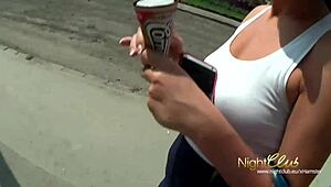 Hey, this sexy street girl loves money and gets slutty