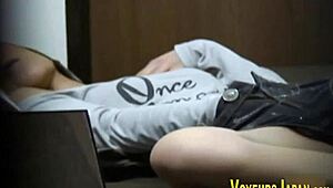 Asian Brunette Fingerbangs Her Hairy Pussy Outdoors