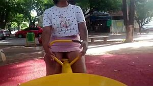 Colombian duo pleasures each other openly in public park
