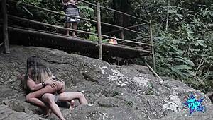 Karina Sits On Stranger's Cock In Public Forest Trail Cuckold