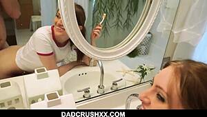 teen stepdaughter fucks while brushing teeth pov 😏