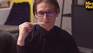 Man, these schoolgirls totally banged that nerd hard!