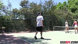 Summer Camp Tennis Friends Having Fun Together