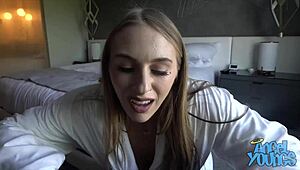 Angel Youngs Surprised by Hotel Worker's Big Dick House Call