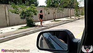 Outdoor Exhibitionism In Streets Showing Tits And Ass To Unknown Men Deisyyeraldine Drives Around City