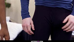 Adrian Hart and Jesse Stone in interracial deepthroat and handjob