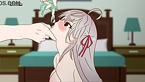 Alya, the Russian housewife, sucks all the sperm from a speed condom in hentai parody.