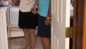 Umm, sexy milf gives in to neighbor boy in laundry room chaos