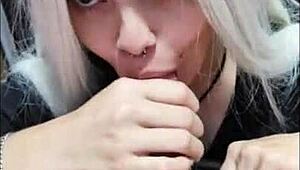 white wolf ofc - white moon sucking from balls to head in deepthroat blowjob