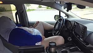 Caught Finger Fucking Myself in Car Publicly With No Panties