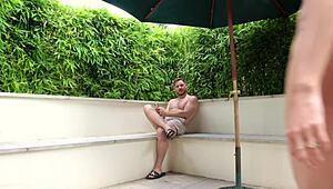 Oiled milf enjoys amazing outdoor sex