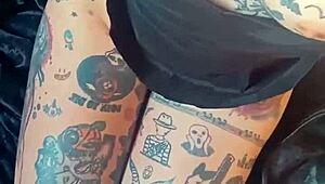 woman with huge lips teases and touches herself