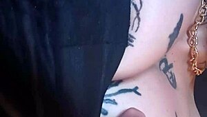 woman with huge lips teases and touches herself