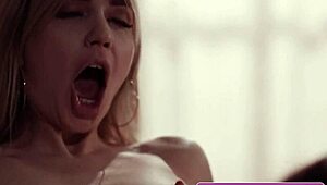 Horny young lesbian girls Alison Rey and Kate Kennedy finger and lick pussies