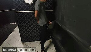 Raw pounding in the club bathroom turns into hardcore bareback anal with cumshot