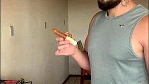 hey, slutty housewife teased plumber till he drilled her pussy and facialed her