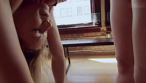 Petite Blonde Yoga Babe Orgasms During Masturbation