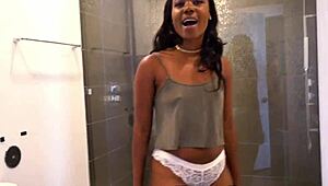 ebony teen's pussy gets fucked and filled with cum in high definition