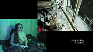 Naked Brunette Plays Deadspace With Big Tits