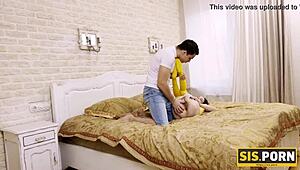 tricky guy feels intense emotions in taboo twosome with pretty naive stepsister's tits and pussy