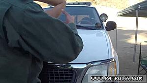 Dominant Cop Pulls Over Brunette for Intense Anal Assfucking