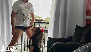 Skinny Wife Squirts While Deepthroating Monster Cock in Homemade Cuckold Clip