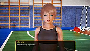 Blonde with small tits plays family game